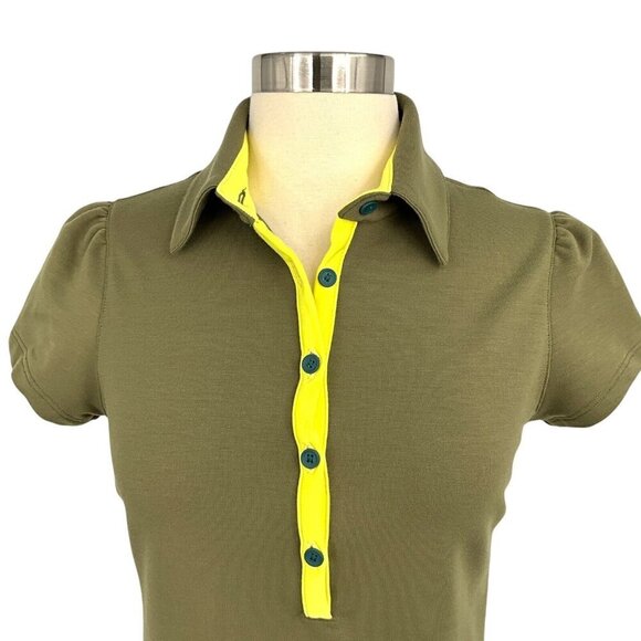 Pirdie Polo Shirt Size S Olive Green Short Sleeve Collared Golf Tennis - Picture 2 of 8